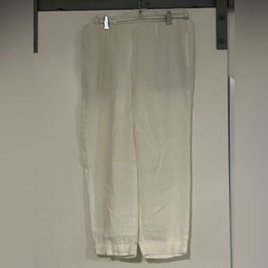 J Jill Linen Pants SIZE 12 White Flowy Beach Stretch